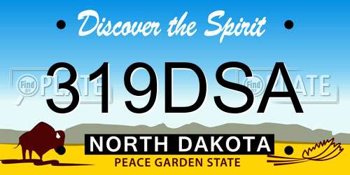 319DSA North Dakota License Plate