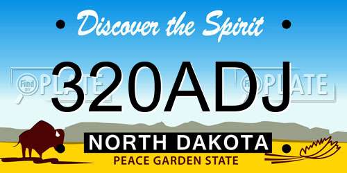 320ADJ North Dakota License Plate