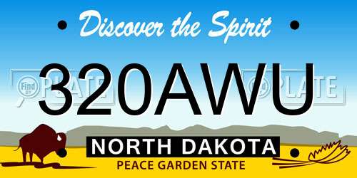 320AWU North Dakota License Plate