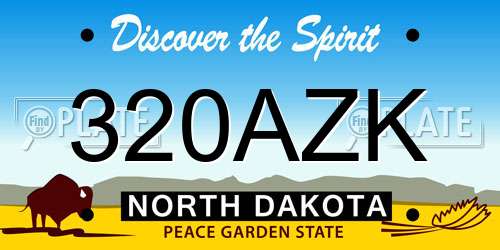 320AZK North Dakota License Plate