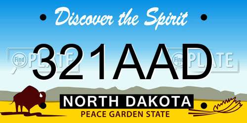 321AAD North Dakota License Plate