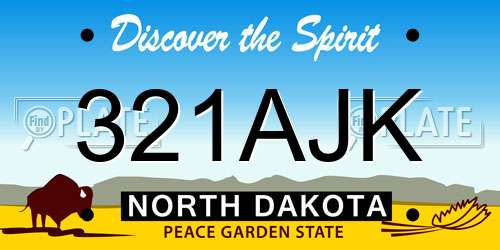 321AJK North Dakota License Plate
