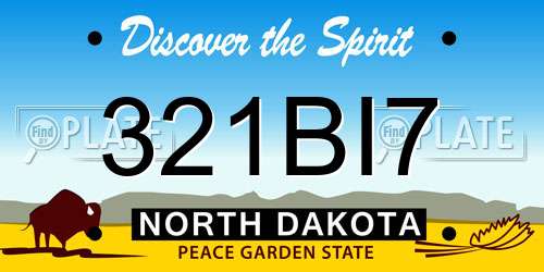 321BI7 North Dakota License Plate