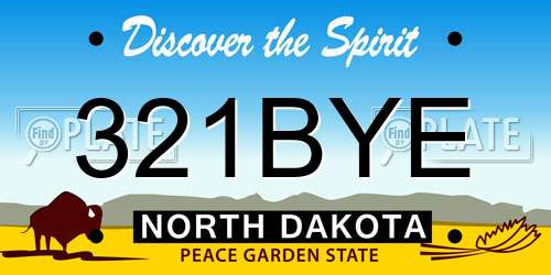 321BYE North Dakota License Plate