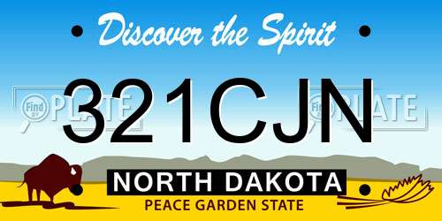 321CJN North Dakota License Plate