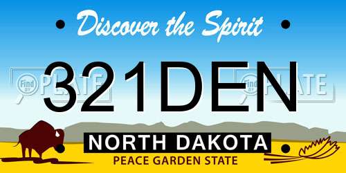 321DEN North Dakota License Plate