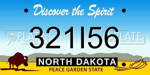 321I56 North Dakota License Plate