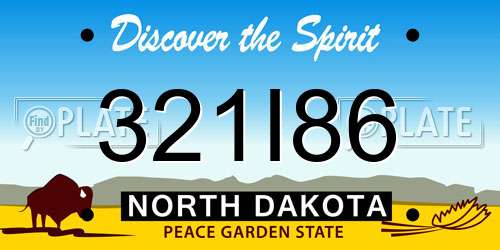 321I86 North Dakota License Plate