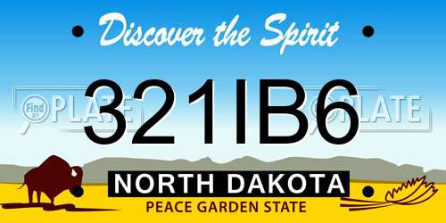 321IB6 North Dakota License Plate