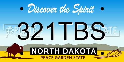 321TBS North Dakota License Plate