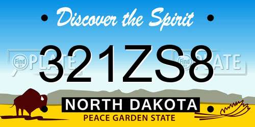321ZS8 North Dakota License Plate