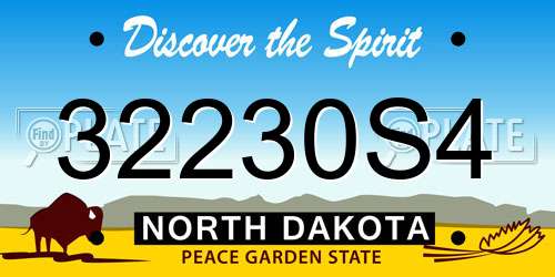 32230S4 North Dakota License Plate