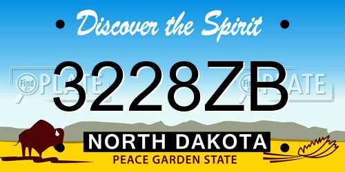 3228ZB North Dakota License Plate