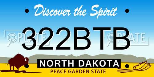 322BTB North Dakota License Plate