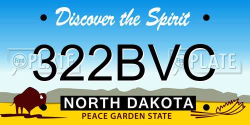 322BVC North Dakota License Plate