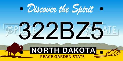 322BZ5 North Dakota License Plate