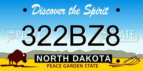 322BZ8 North Dakota License Plate