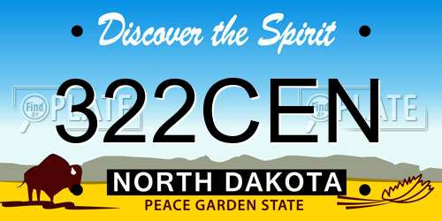 322CEN North Dakota License Plate