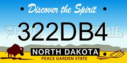 322DB4 North Dakota License Plate