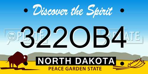 322OB4 North Dakota License Plate