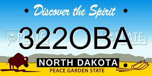 322OBA North Dakota License Plate