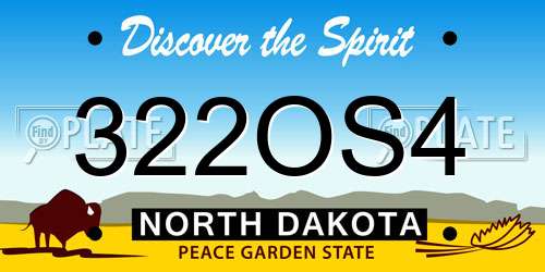 322OS4 North Dakota License Plate