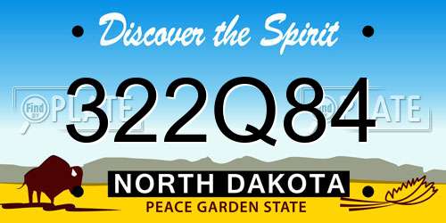 322Q84 North Dakota License Plate