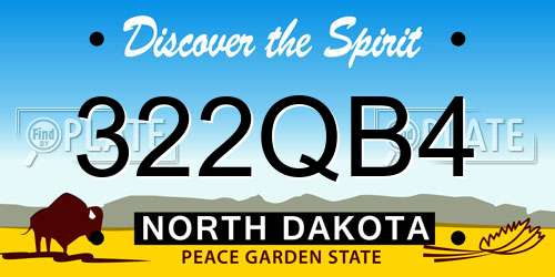 322QB4 North Dakota License Plate