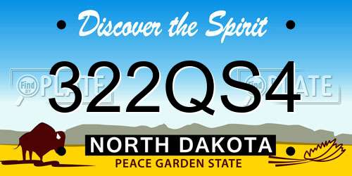 322QS4 North Dakota License Plate
