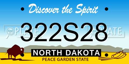 322S28 North Dakota License Plate