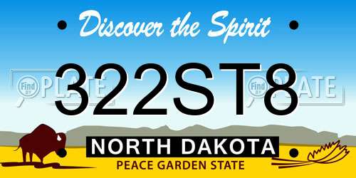 322ST8 North Dakota License Plate