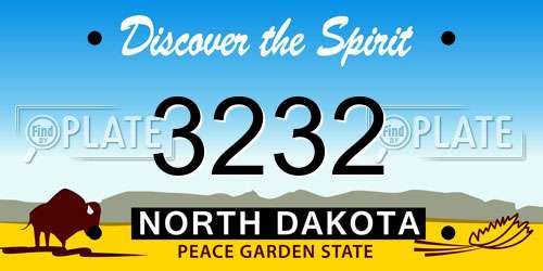 3232 North Dakota License Plate