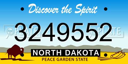 3249552 North Dakota License Plate