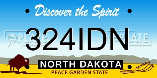 324IDN North Dakota License Plate