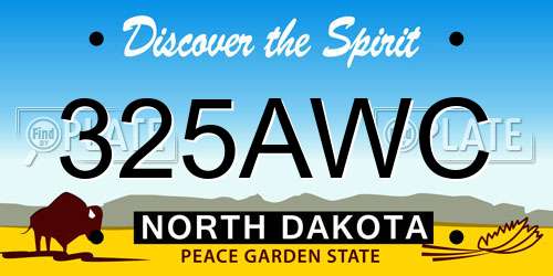 325AWC North Dakota License Plate