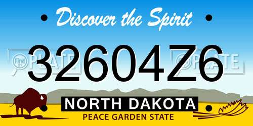 32604Z6 North Dakota License Plate