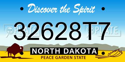 32628T7 North Dakota License Plate