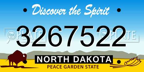 3267522 North Dakota License Plate