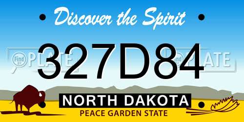 327D84 North Dakota License Plate