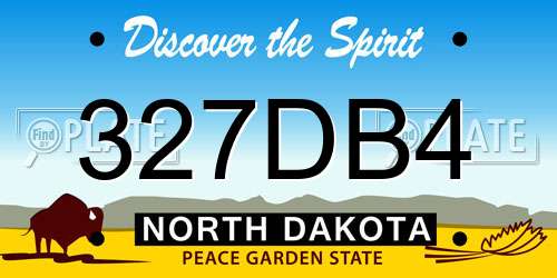 327DB4 North Dakota License Plate