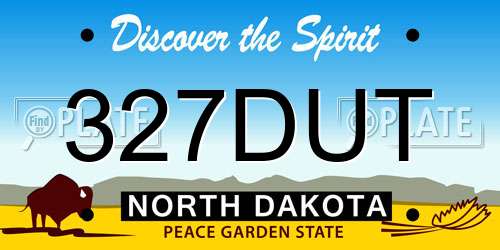 327DUT North Dakota License Plate