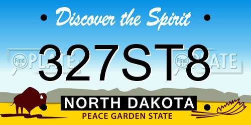 327ST8 North Dakota License Plate