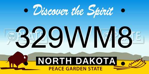 329WM8 North Dakota License Plate
