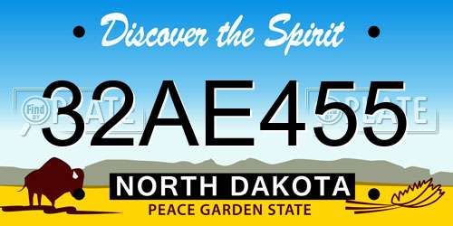 32AE455 North Dakota License Plate
