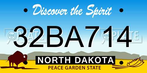 32BA714 North Dakota License Plate