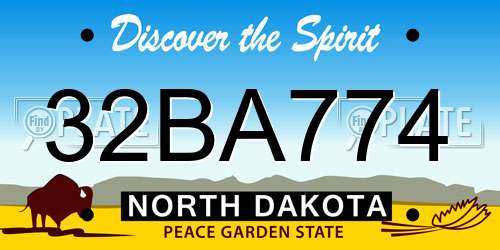32BA774 North Dakota License Plate