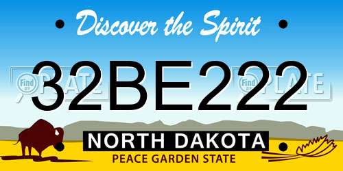 32BE222 North Dakota License Plate