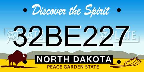 32BE227 North Dakota License Plate