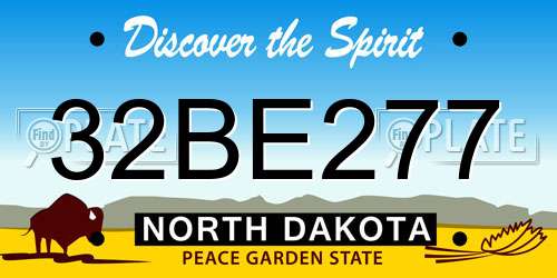 32BE277 North Dakota License Plate