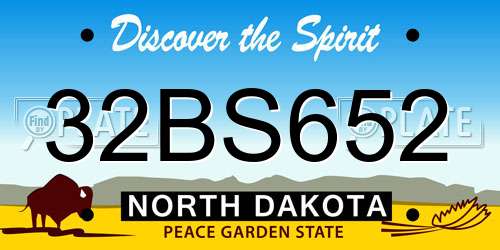 32BS652 North Dakota License Plate